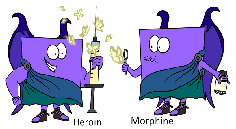 cartoon versions of opioid drugs