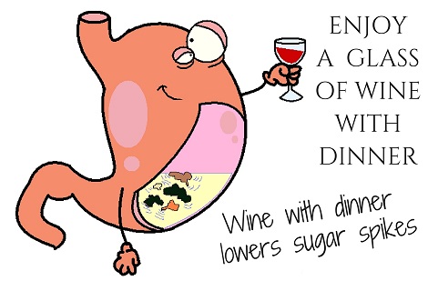 stomach toasting with a glass of wine