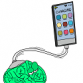 brain being drained of energy by a cell phone